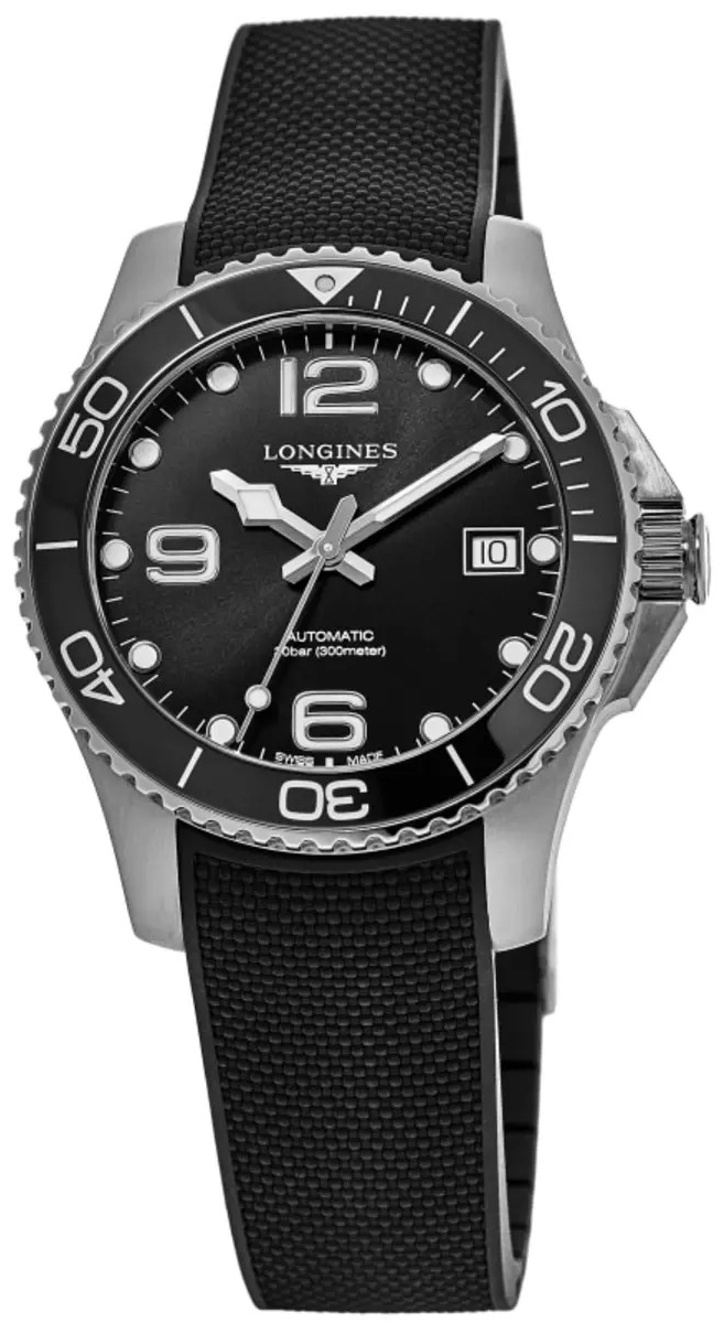 Longines Herrklocka L3.780.4.56.9 HydroConquest Svart/Gummi Ø39 mm - Longines