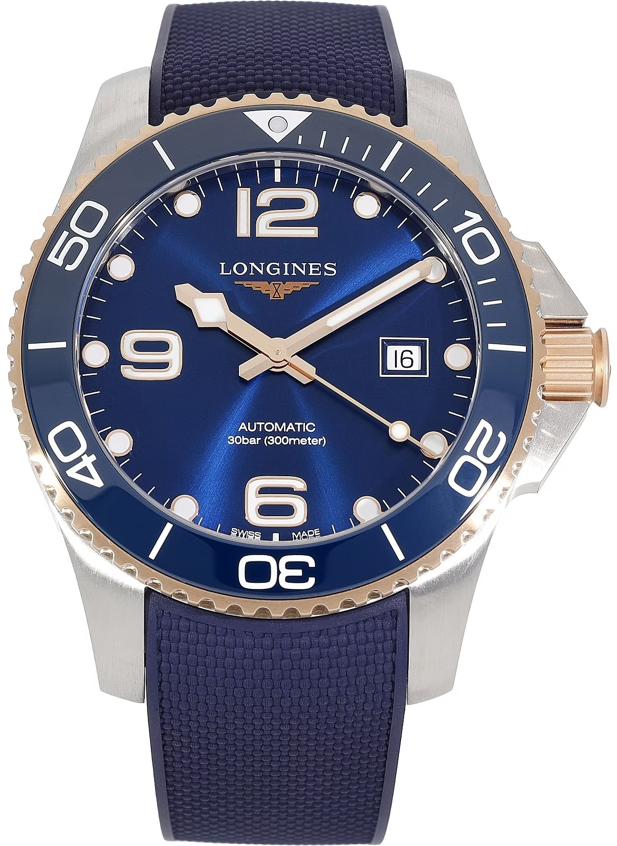 Longines Herrklocka L3.782.3.98.9 HydroConquest Blå/Gummi Ø43 mm - Longines