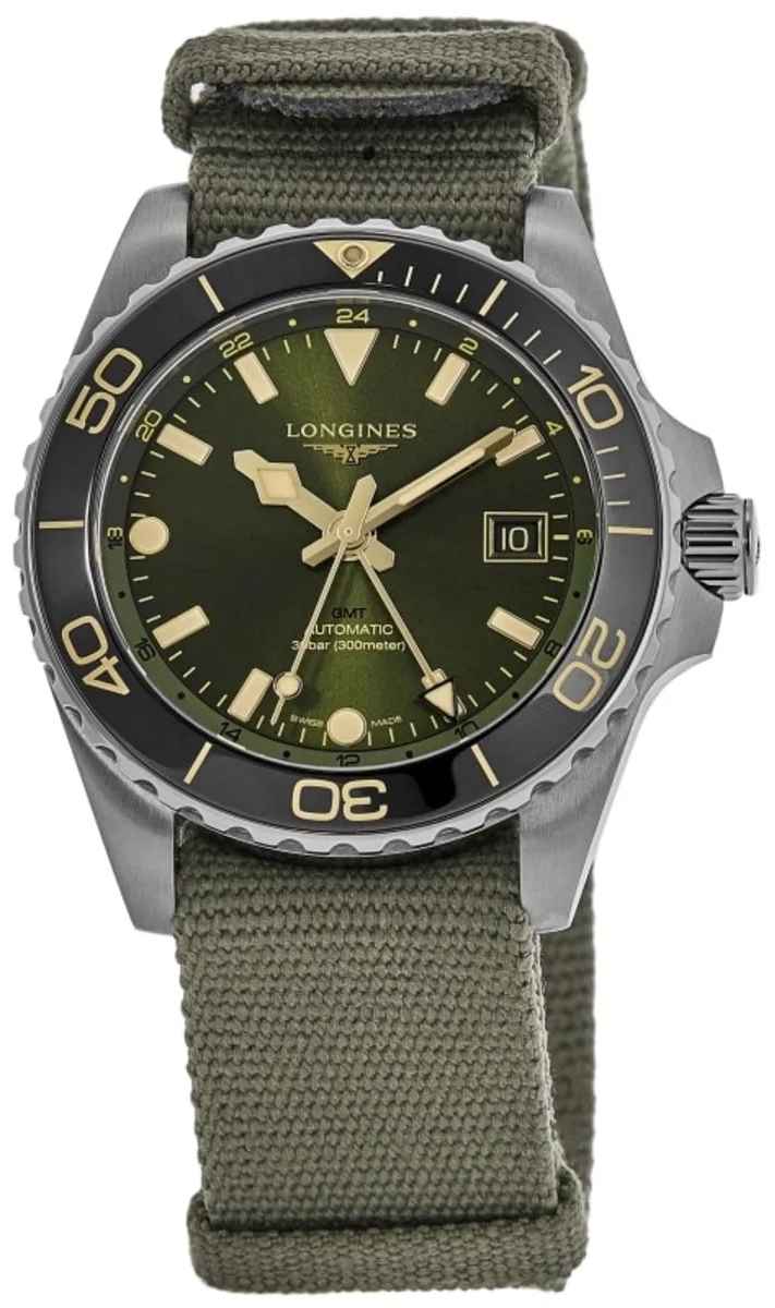 Longines Herrklocka L3.790.4.06.2 Hydroconquest Grön/Textil Ø41 mm - Longines