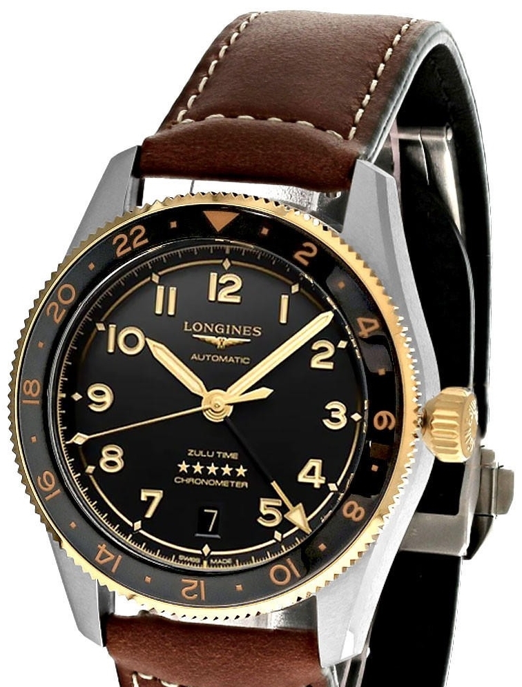 Longines Herrklocka L3.802.5.53.2 Spirit Zulu Time Svart/Läder Ø39 - Longines
