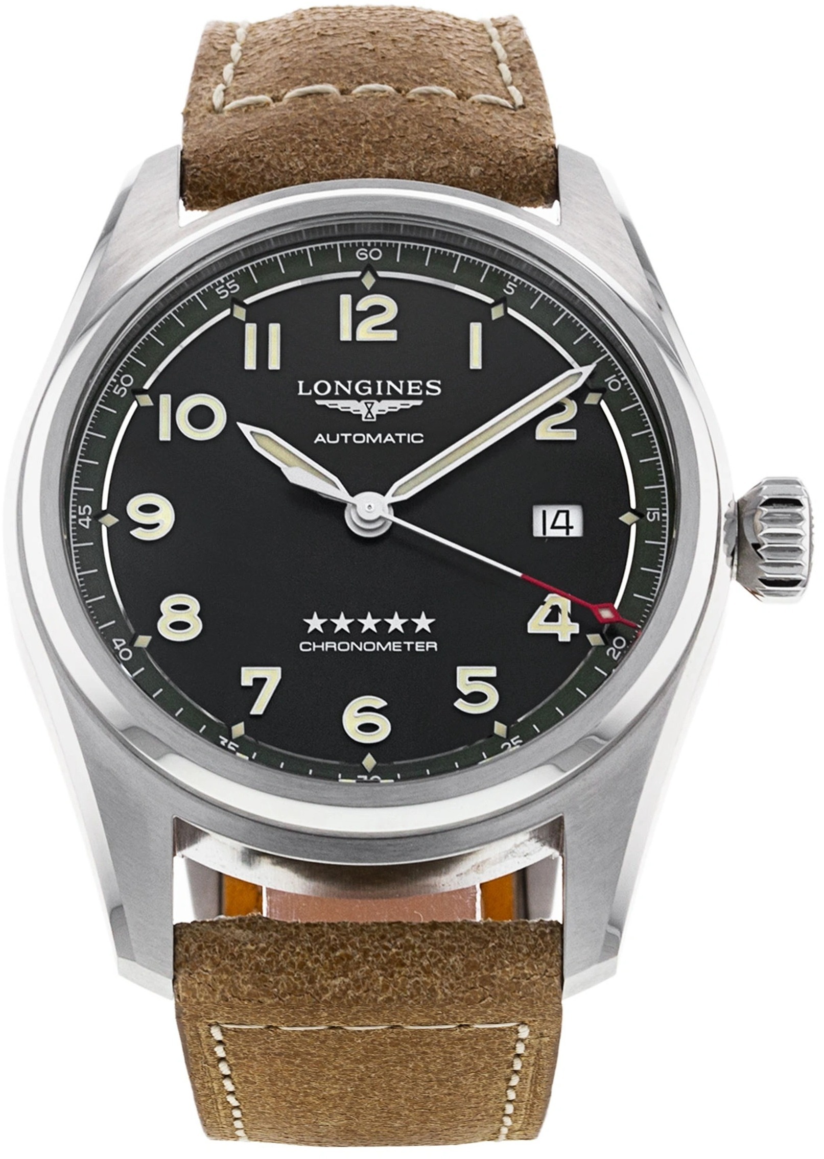 Longines Herrklocka L3.810.4.03.2 Spirit Grön/Läder Ø40 mm - Longines