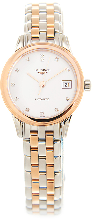 Longines Damklocka L4.274.3.99.7 Flagship Vit/Roséguldstonat stål - Longines