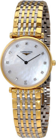 Longines Damklocka L4.512.2.87.7 Grande Classique Vit/Gulguldtonat - Longines