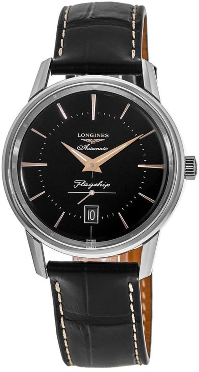 Longines Herrklocka L4.795.4.58.0 Flagship Heritage Svart/Läder - Longines