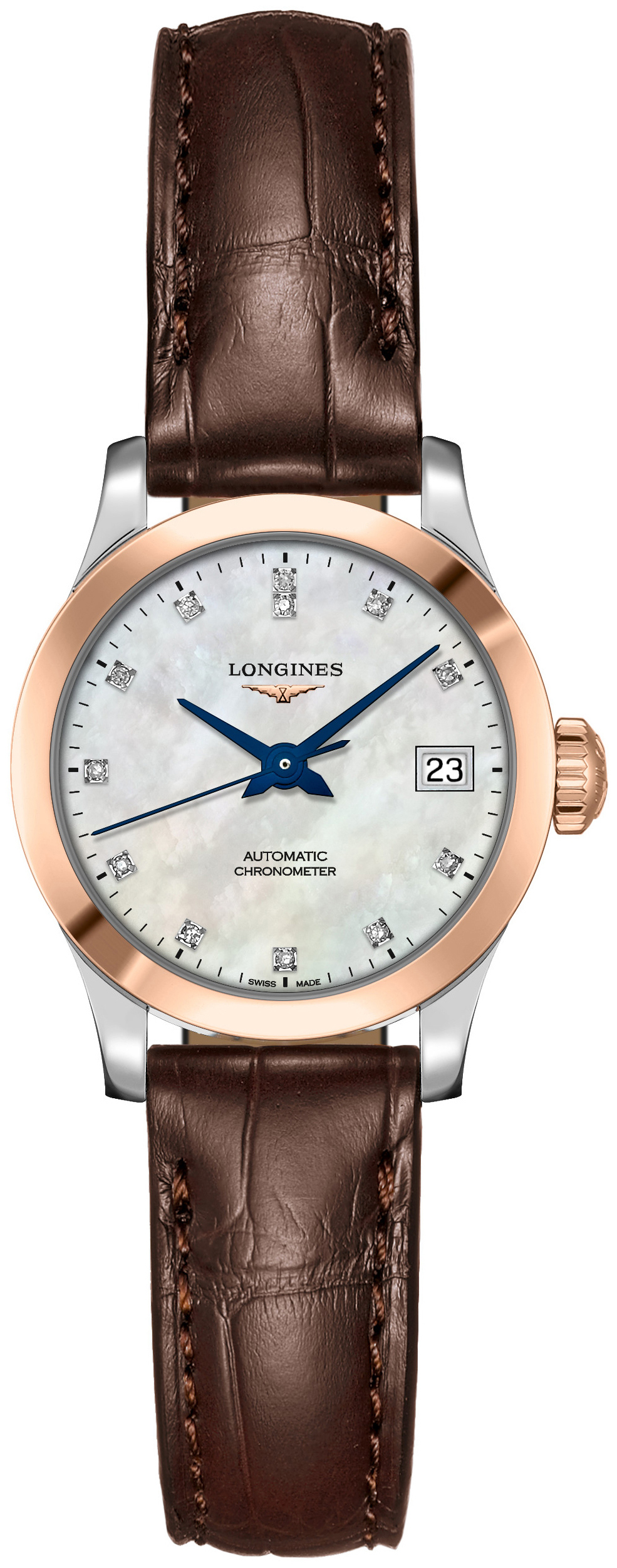 Longines Damklocka L2.320.5.87.2 Record Vit/Läder Ø26 mm - Longines