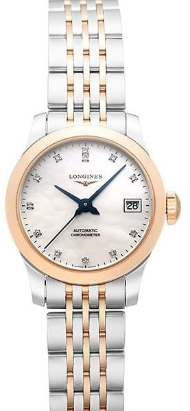 Longines Damklocka L2.320.5.87.7 Record Vit/18 karat roséguld Ø26 mm - Longines