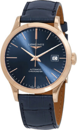 Longines Herrklocka L2.820.8.92.2 Record Blå/Läder Ø38.5 mm - Longines