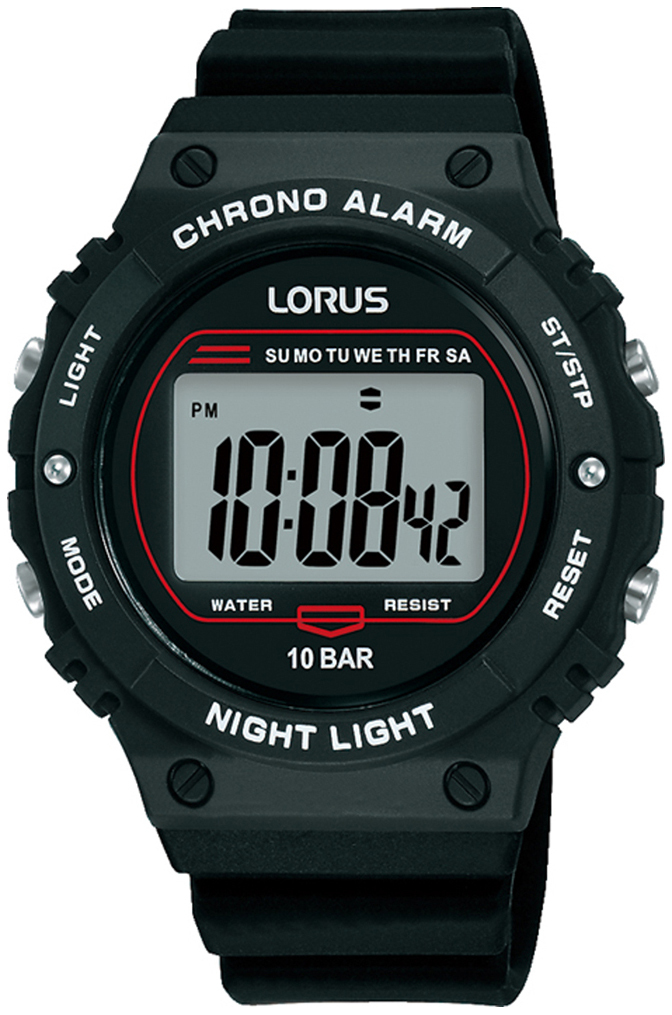 Lorus Herrklocka R2313PX9 Digital Gr&aring;/Gummi &Oslash;40 mm