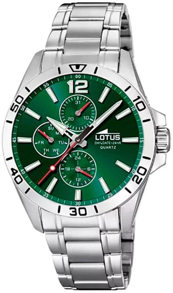 Lotus Herrklocka 18812/7 Multifunction Grön/Stål Ø42 mm - Lotus