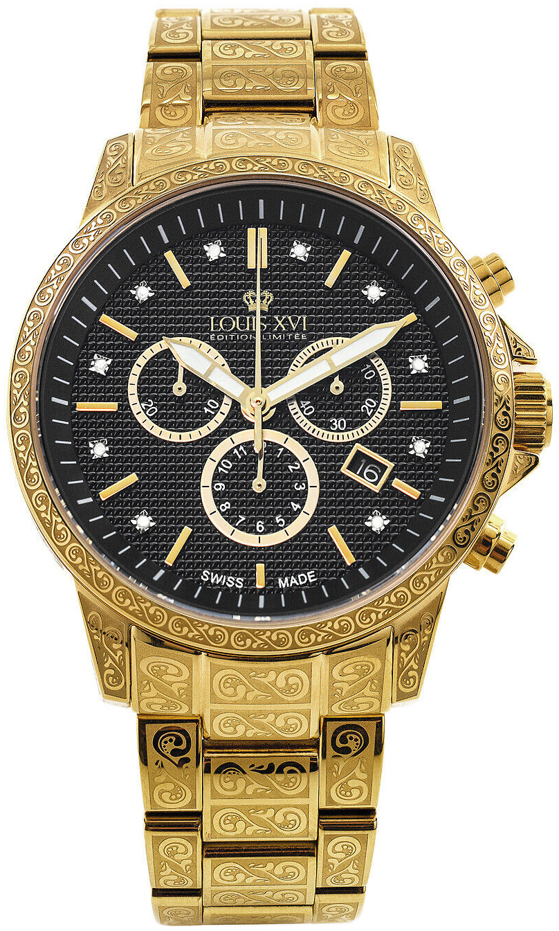 Louis XVI Herrklocka LXVI1085 Palais Royale Svart/Gulguldtonat stål - Louis XVI