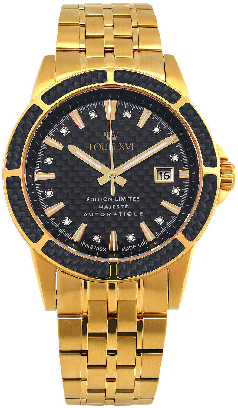 Louis XVI Herrklocka LXVI1112 Majesty Svart/Gulguldtonat stål Ø43 mm - Louis XVI