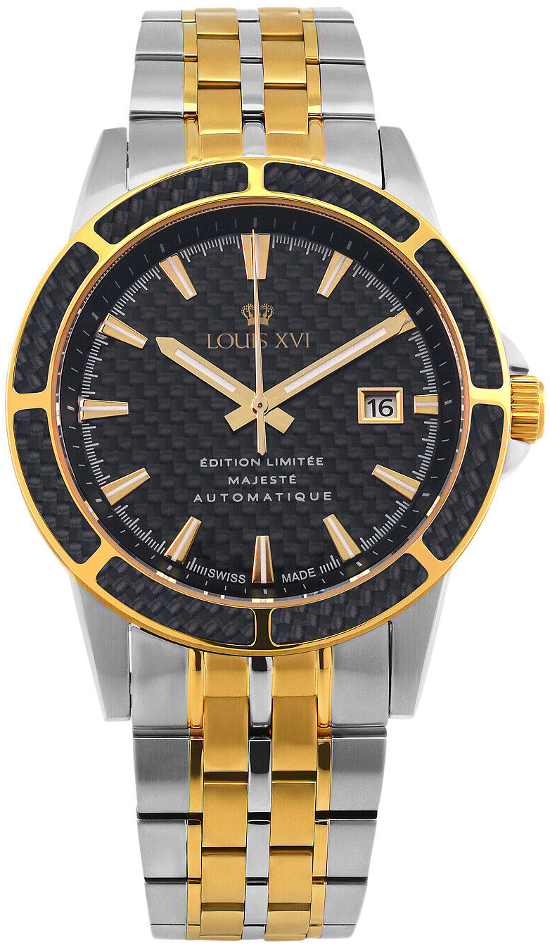 Louis XVI Herrklocka LXVI1116 Majesty Svart/Gulguldtonat stål Ø43 mm - Louis XVI