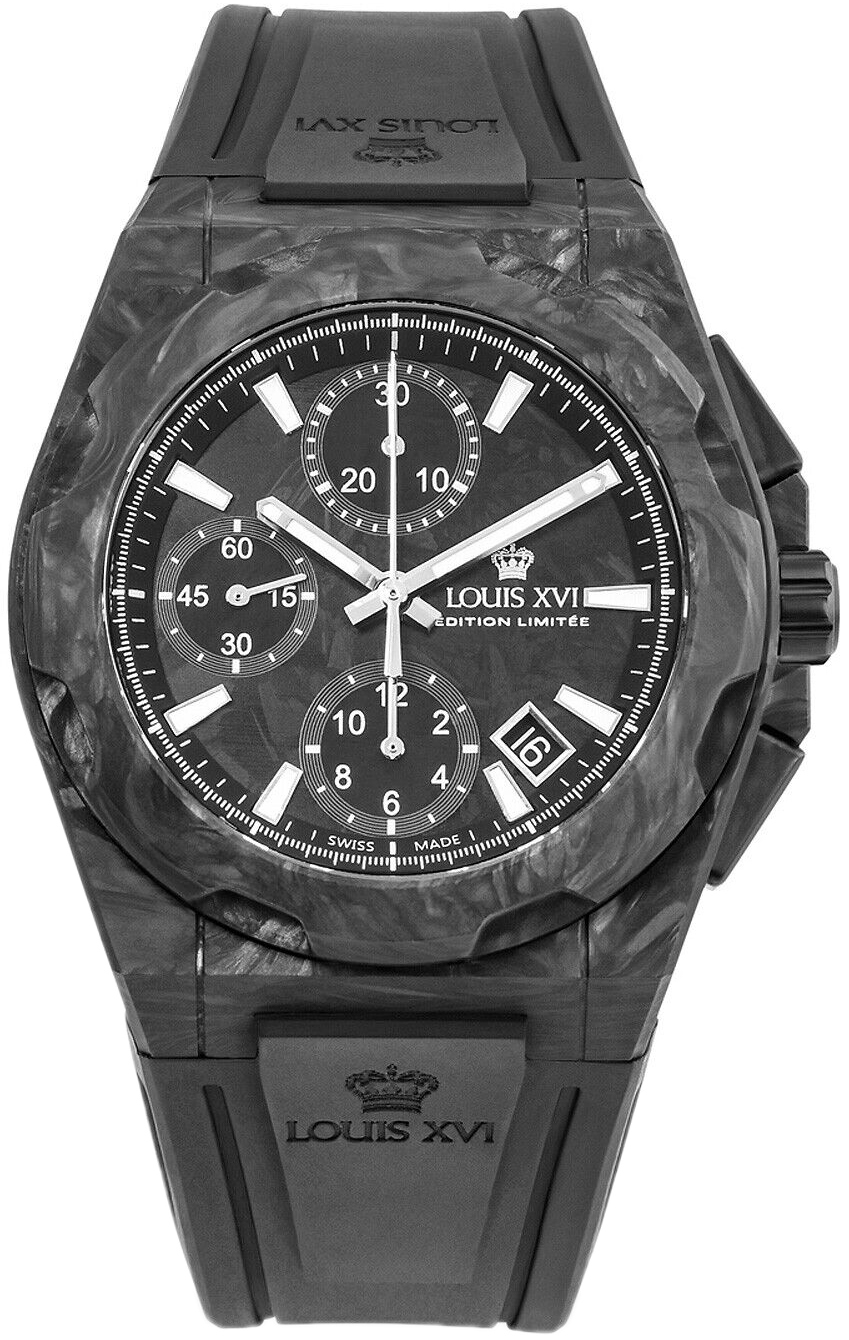 Louis XVI Herrklocka LXVI1200 La Vauguyon Grå/Gummi Ø41 mm - Louis XVI