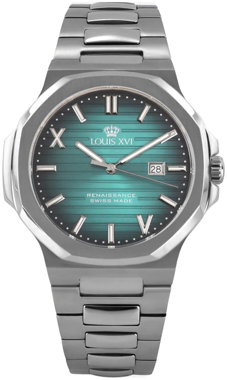 Louis XVI Herrklocka LXVI1621 Renaissance Gr&ouml;n/St&aring;l &Oslash;40 mm