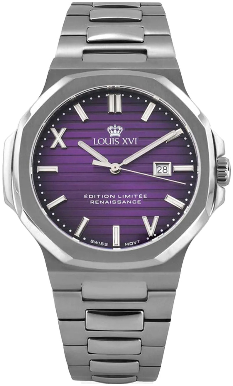 Louis XVI Herrklocka LXVI1626 Renaissance Lila/St&aring;l &Oslash;40 mm