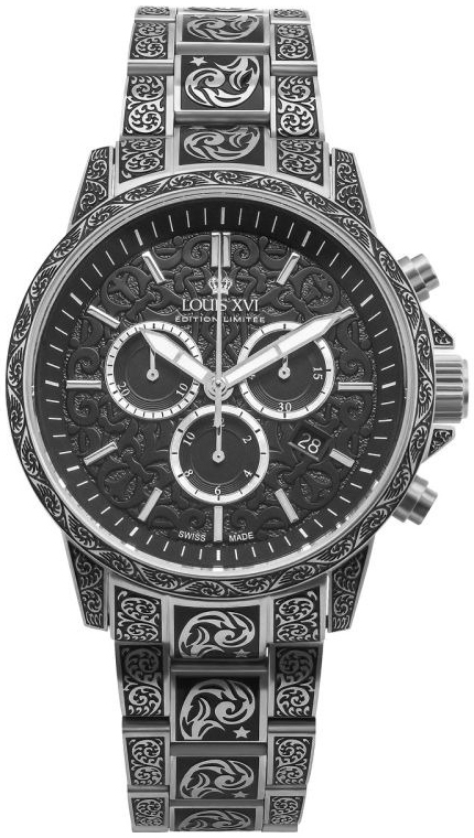 Louis XVI Herrklocka LXVI1720 Palais Royale Svart/Stål Ø43 mm - Louis XVI