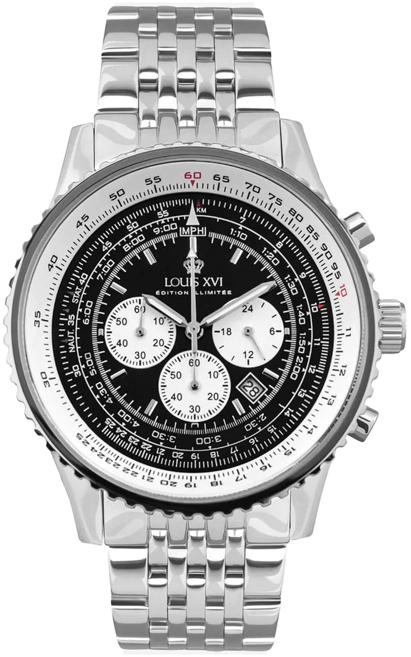 Louis XVI Herrklocka LXVI3420 Artagnan Chrono Svart/St&aring;l &Oslash;48 mm