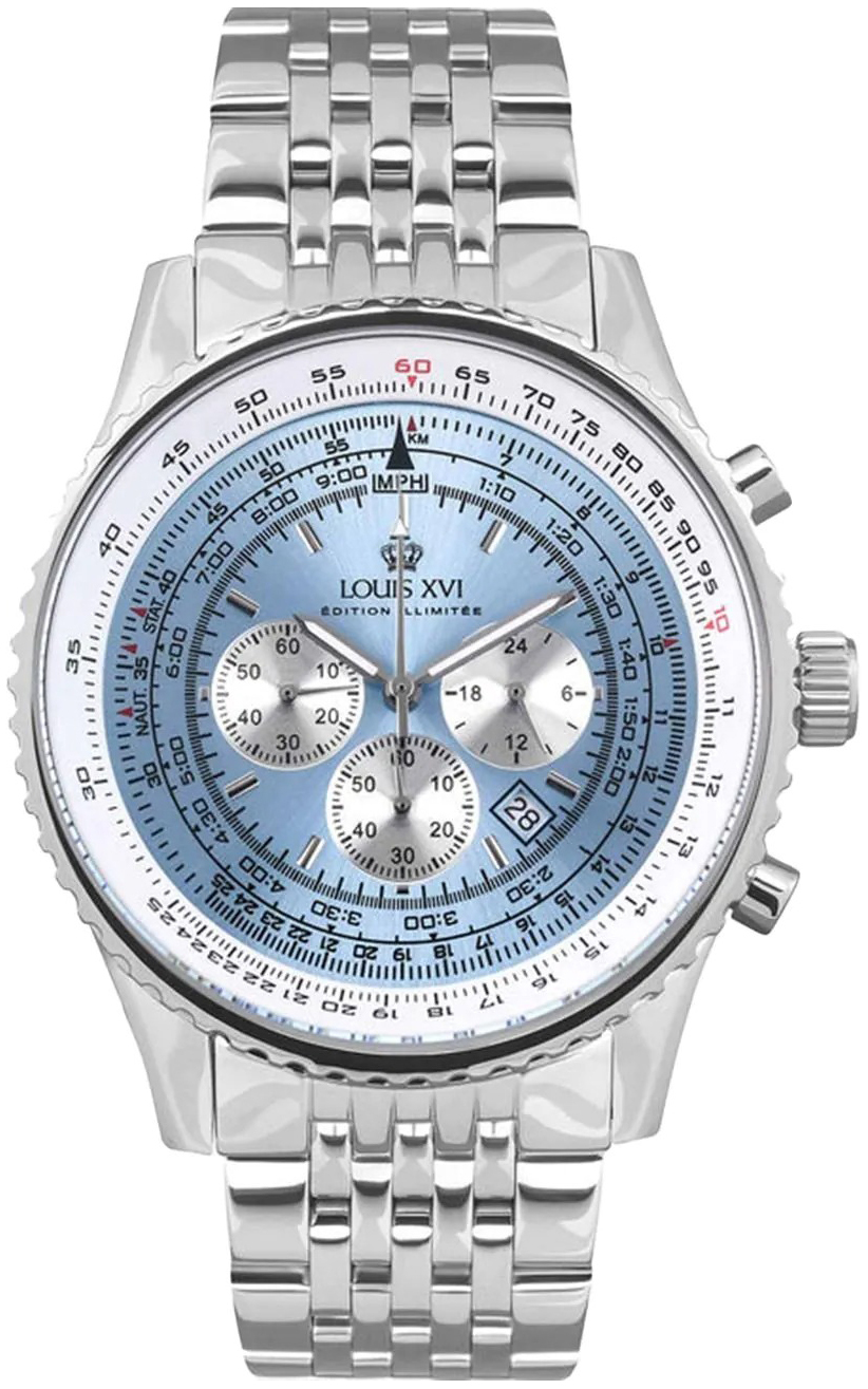 Louis XVI Herrklocka LXVI3421 Artagnan Chrono Bl&aring;/St&aring;l &Oslash;48 mm