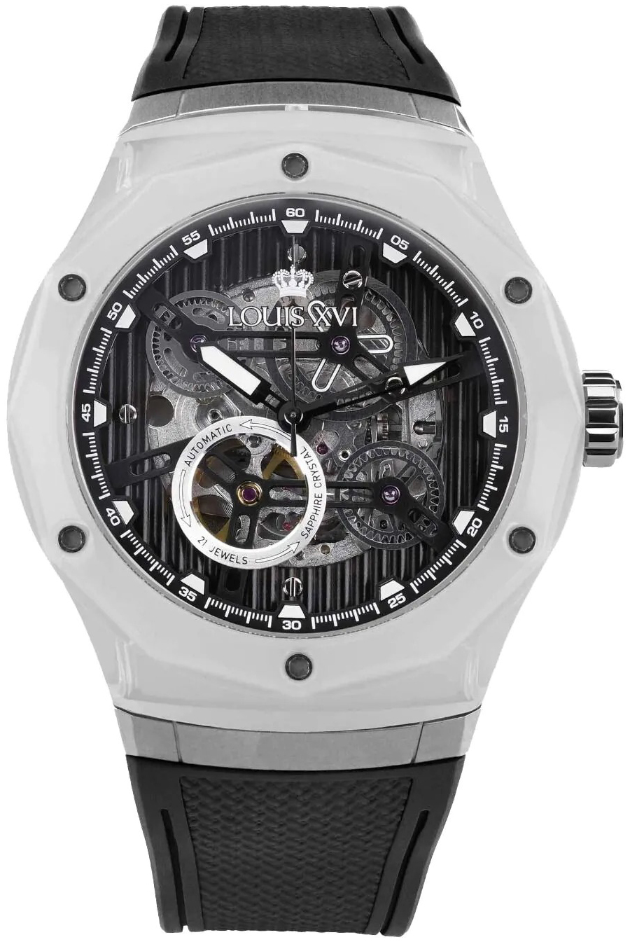 Louis XVI Herrklocka LXVI3821 La Lumiere Svart/Gummi &Oslash;45 mm