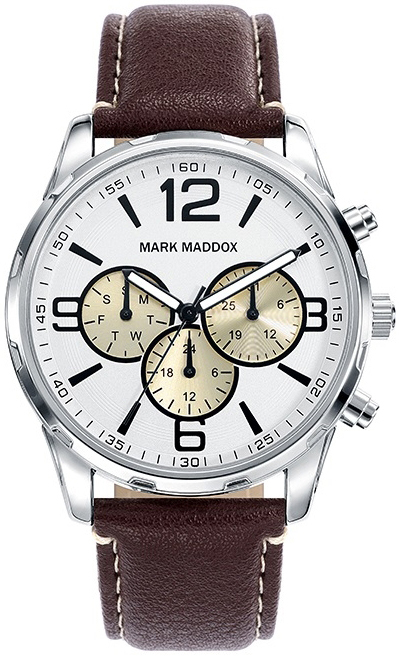 Mark Maddox Herrklocka HC6018-05 Classic Vit/Läder Ø42 mm - Mark Maddox