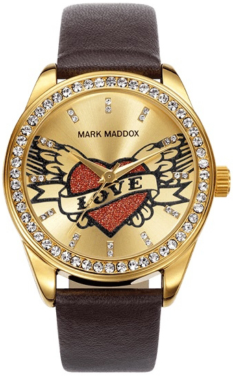 Mark Maddox Damklocka MC3021-27 Classic Guldtonad/Läder Ø38 mm - Mark Maddox