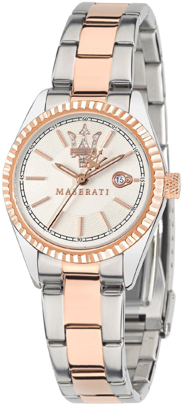 Maserati Damklocka R8853100504 Competizione Vit/Roséguldstonat stål - Maserati