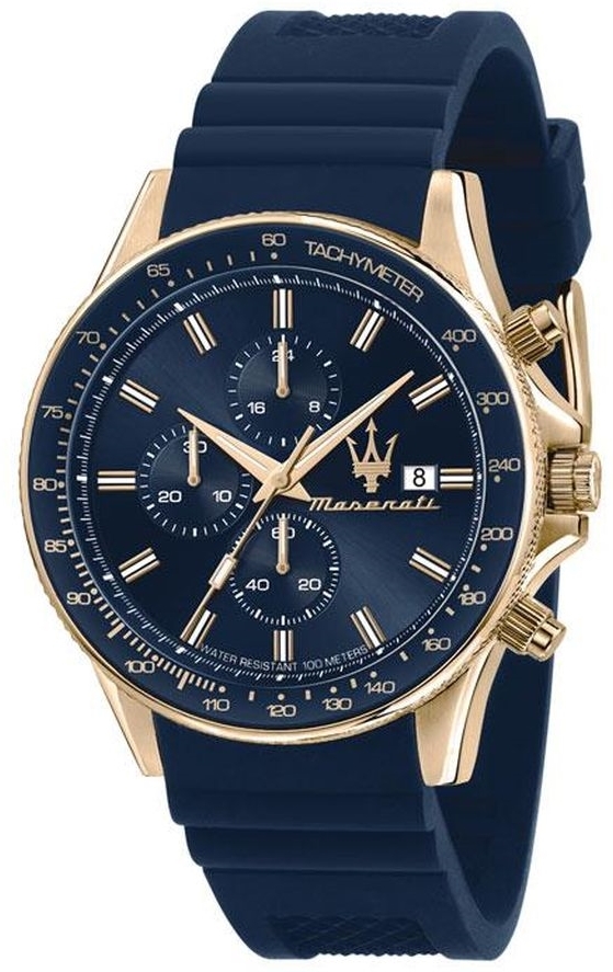 Maserati Herrklocka R8871640004 Sfida Bl&aring;/Gummi &Oslash;44 mm