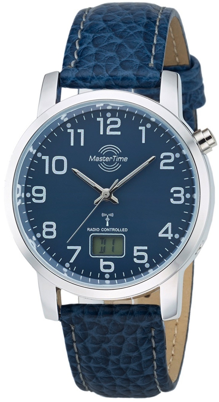 Master Time Herrklocka MTGA-10493-32L Funk Basic Bl&aring;/L&auml;der &Oslash;41 mm