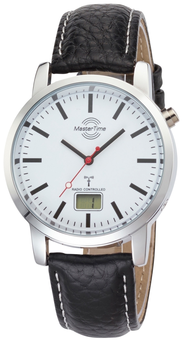 Master Time Herrklocka MTGA-10592-20L Funk Basic Vit/L&auml;der &Oslash;41 mm