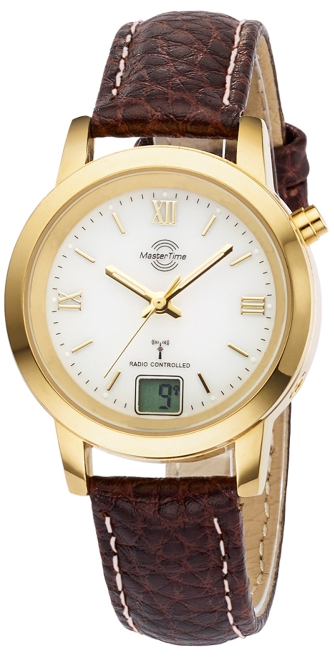 Master Time Damklocka MTLA-10299-13L Funk Basic Vit/Läder Ø34 mm - Master Time