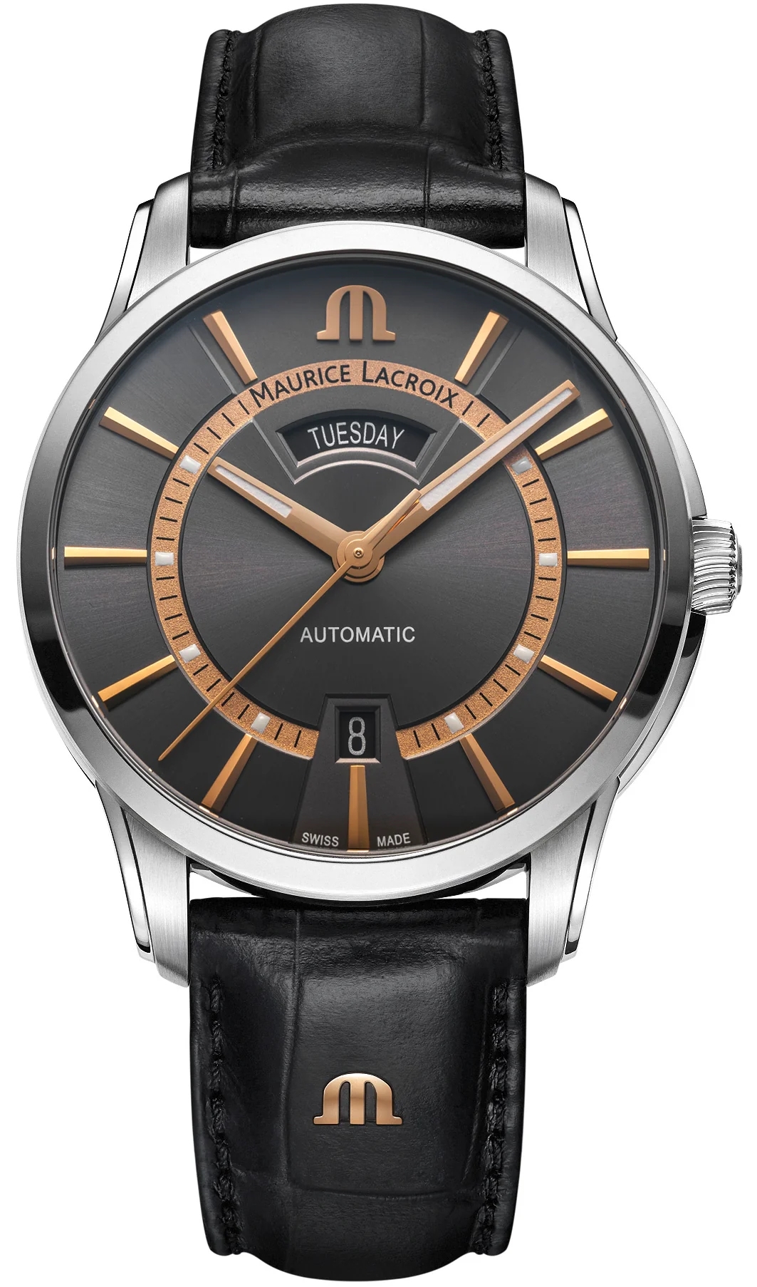 Maurice Lacroix Herrklocka PT6358-SS001-333-2 Pontos Gr&aring;/L&auml;der