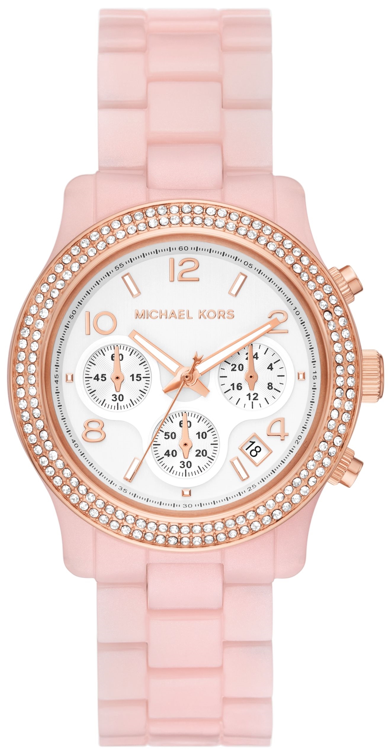 Michael Kors Damklocka MK7424 Runway Vit/Gummi Ø38 mm - Michael Kors