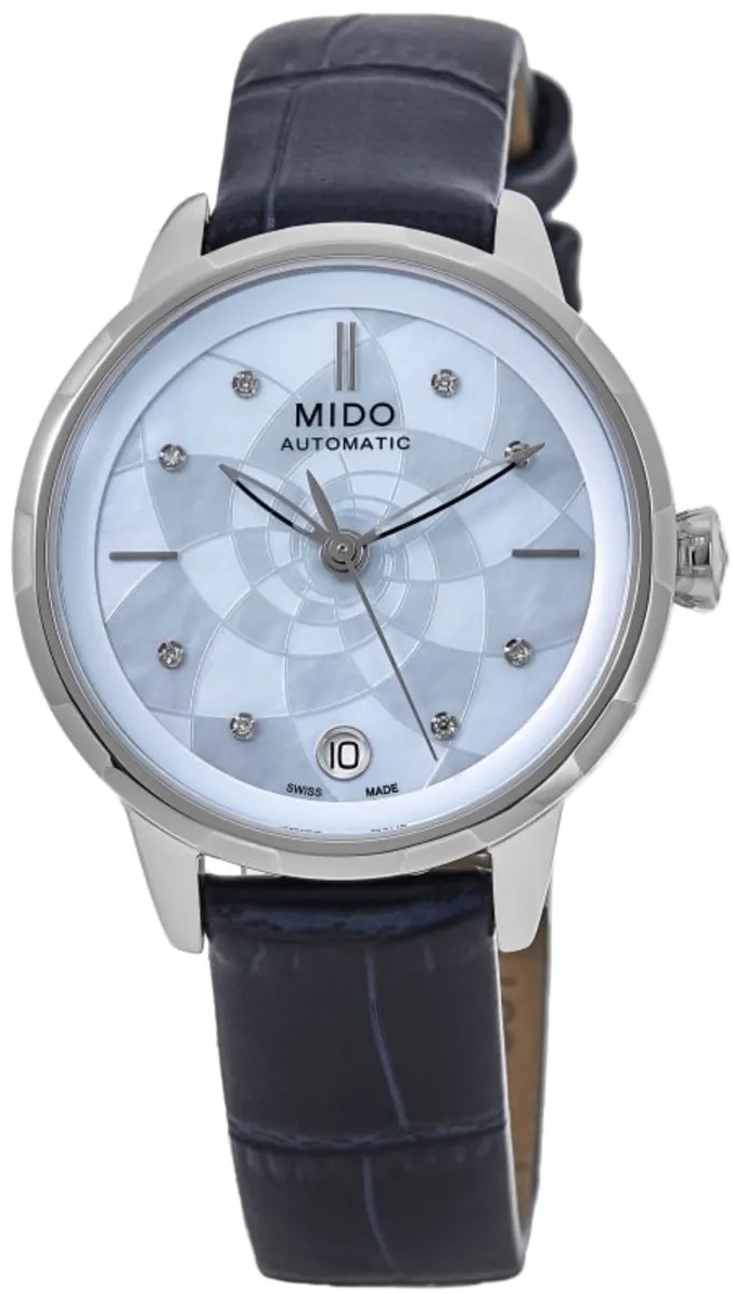 Mido Damklocka M043.207.16.131.00 Rainflower Blå/Läder Ø34 mm - Mido