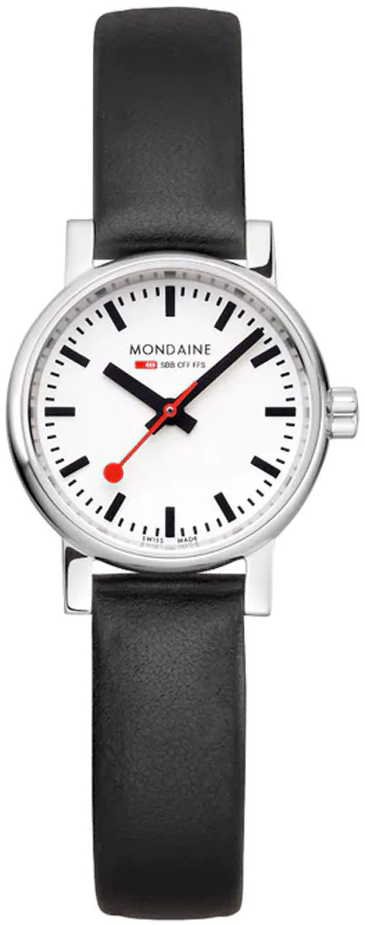 Mondaine Damklocka MSE.26110.LBV Evo2 Vit/L&auml;der &Oslash;26 mm