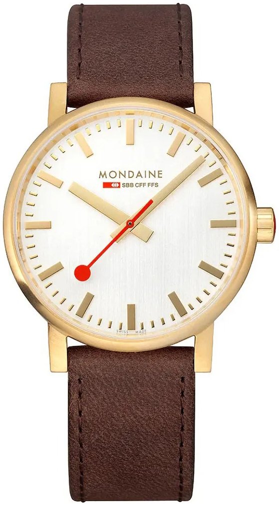 Mondaine MSE.40112.LG Evo2 Vit/Läder Ø40 mm - Mondaine