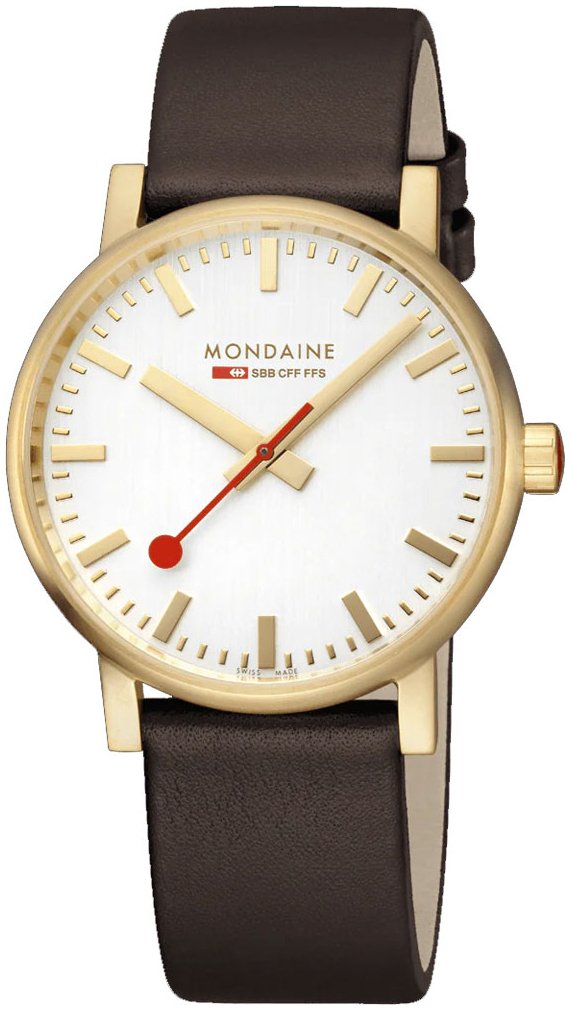 Mondaine MSE.40112.LGV Evo2 Vit/Läder Ø40 mm - Mondaine