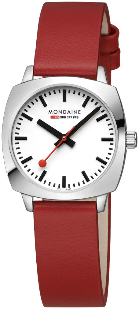 Mondaine Damklocka MSL.31110.LCV Cushion Vit/L&auml;der