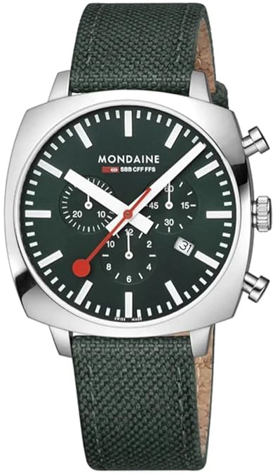 Mondaine Herrklocka MSL.41460.LF.SET Cushion Grön/Läder - Mondaine
