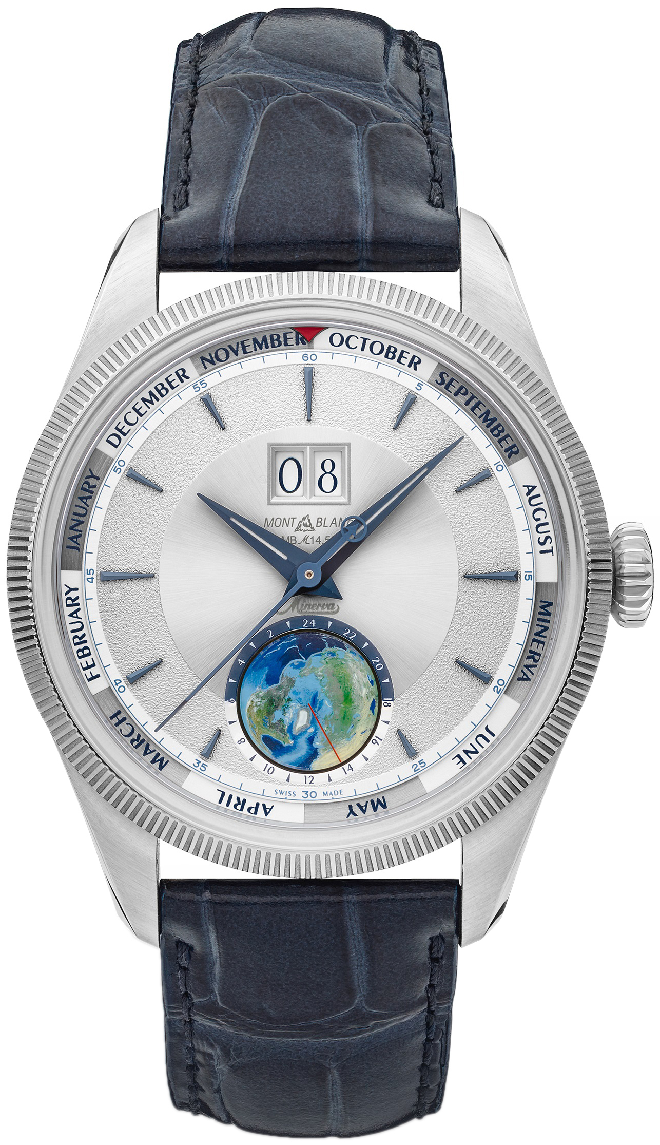 Montblanc 1858 Herrklocka 134026 Silverf&auml;rgad/L&auml;der &Oslash;42 mm