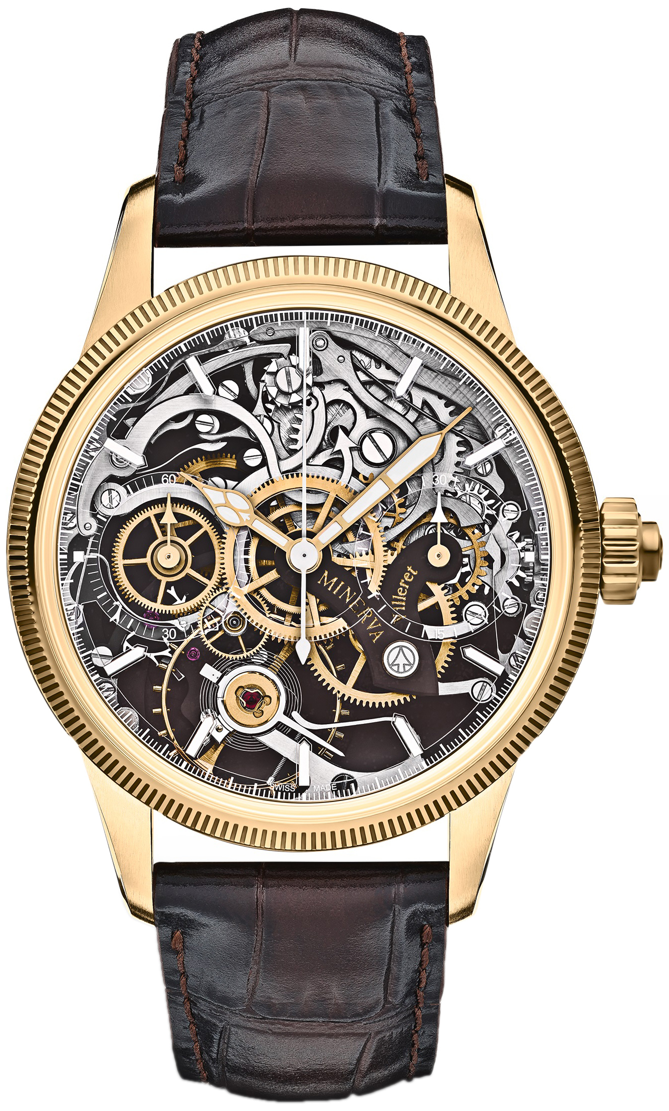 Montblanc Herrklocka 136352 The Unveiled Skelettskuren/L&auml;der &Oslash;43 mm