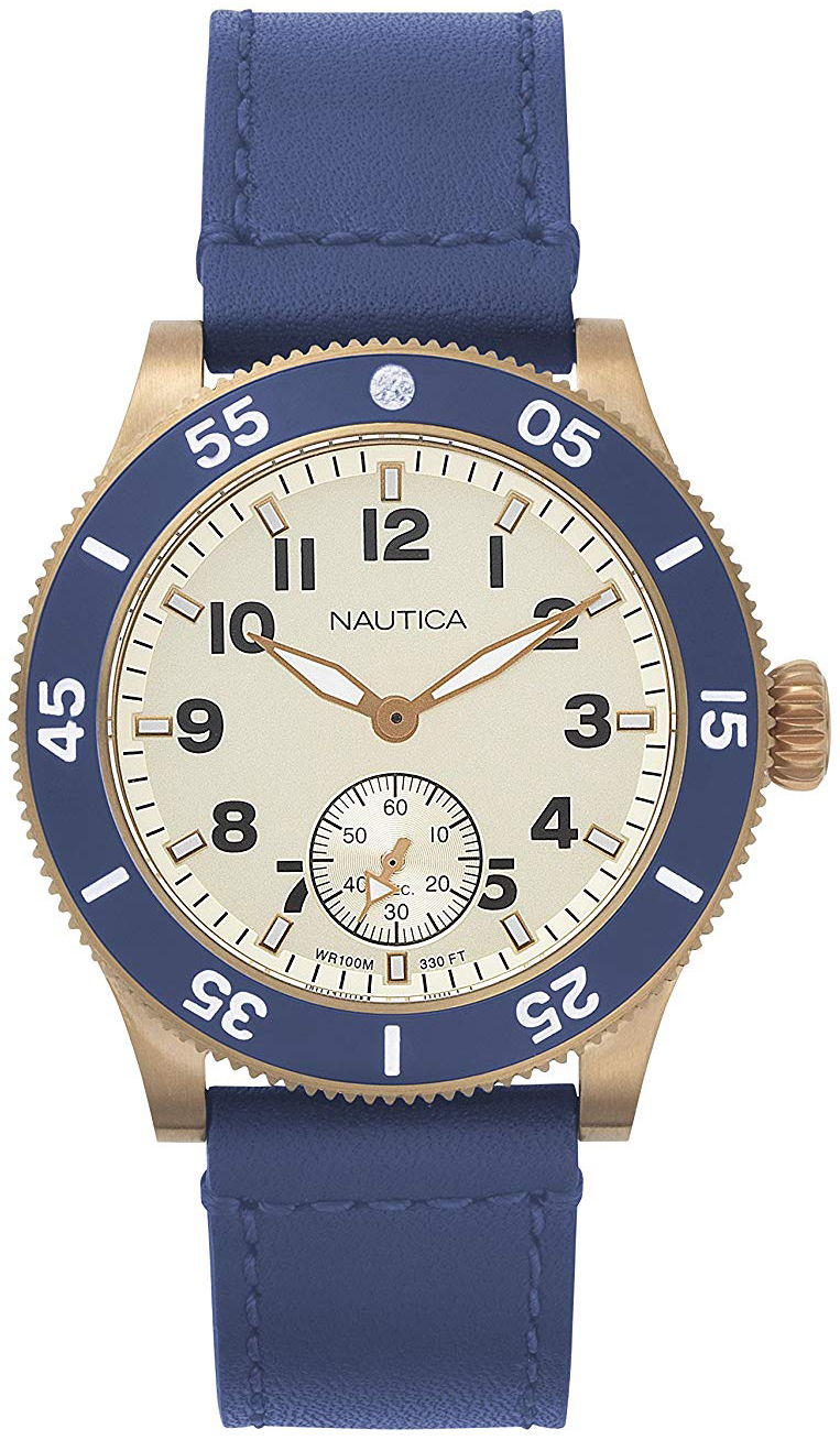 Nautica Herrklocka NAPHST003 Huston Beige/Läder Ø44 mm - Nautica