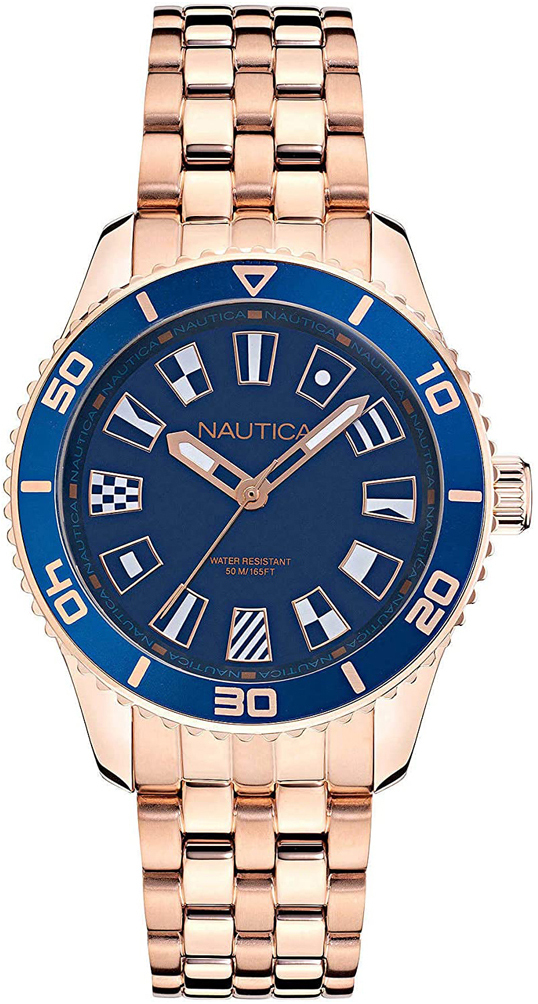 Nautica Damklocka NAPPBS027 Blå/Roséguldstonat stål Ø36 mm - Nautica