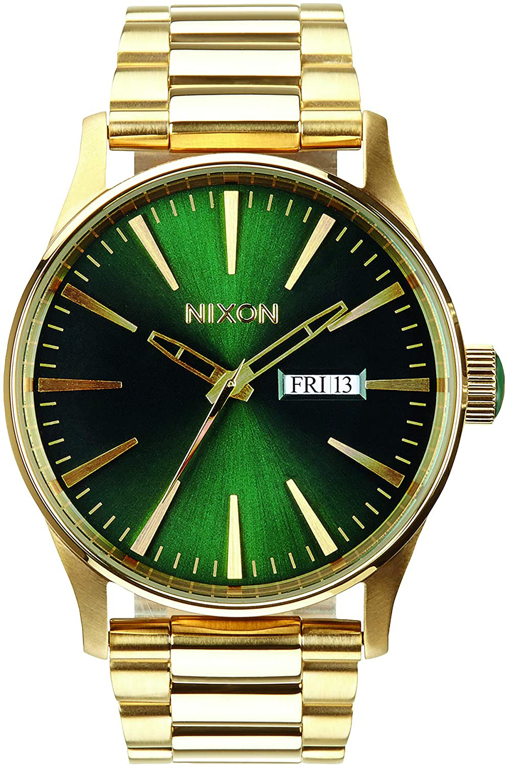 Nixon Herrklocka A356-1919 The Sentry Grön/Gulguldtonat stål Ø42 mm - Nixon