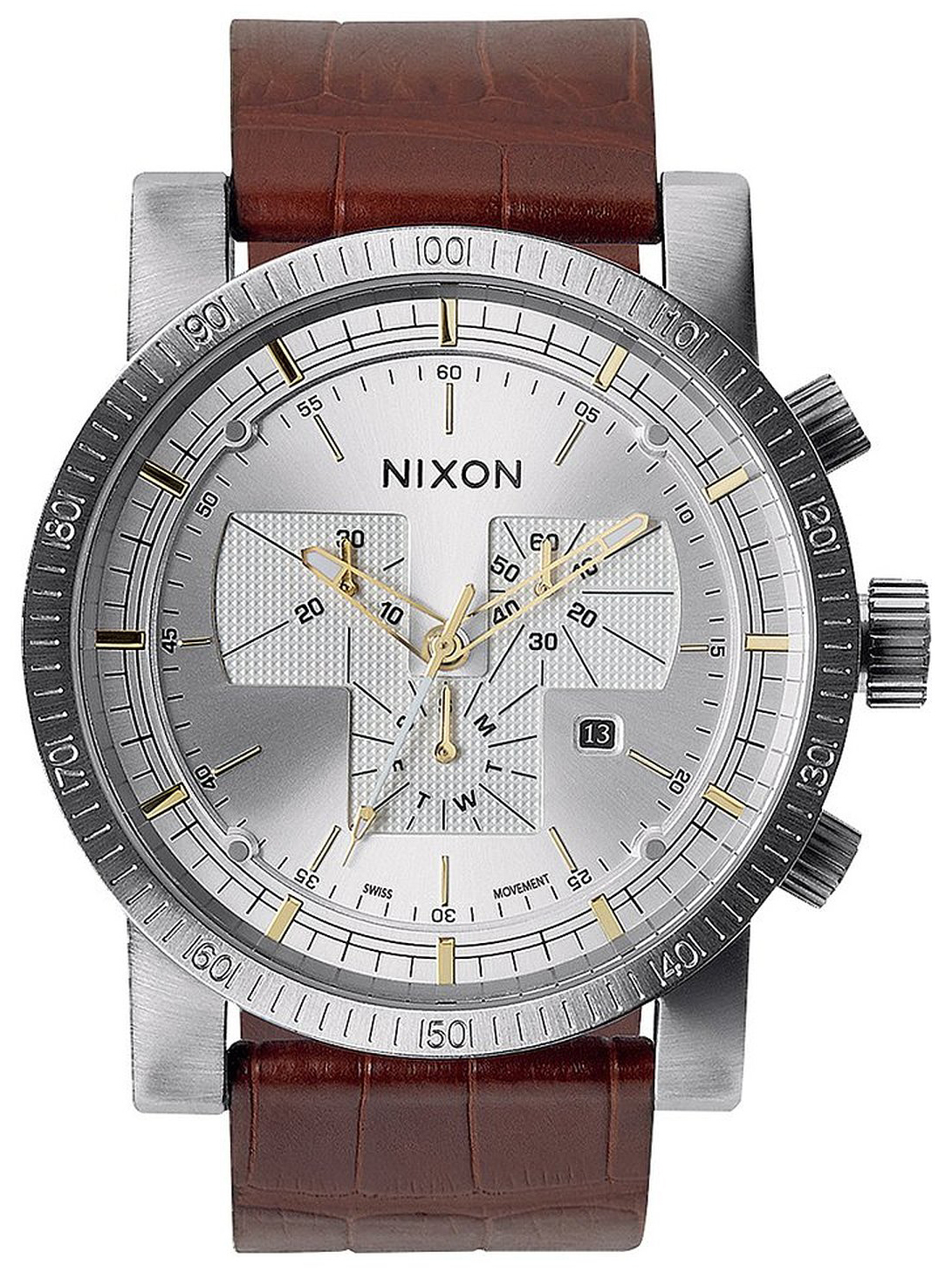 Nixon 99999 Herrklocka A4581887-00 Silverfärgad/Läder Ø48 mm - Nixon