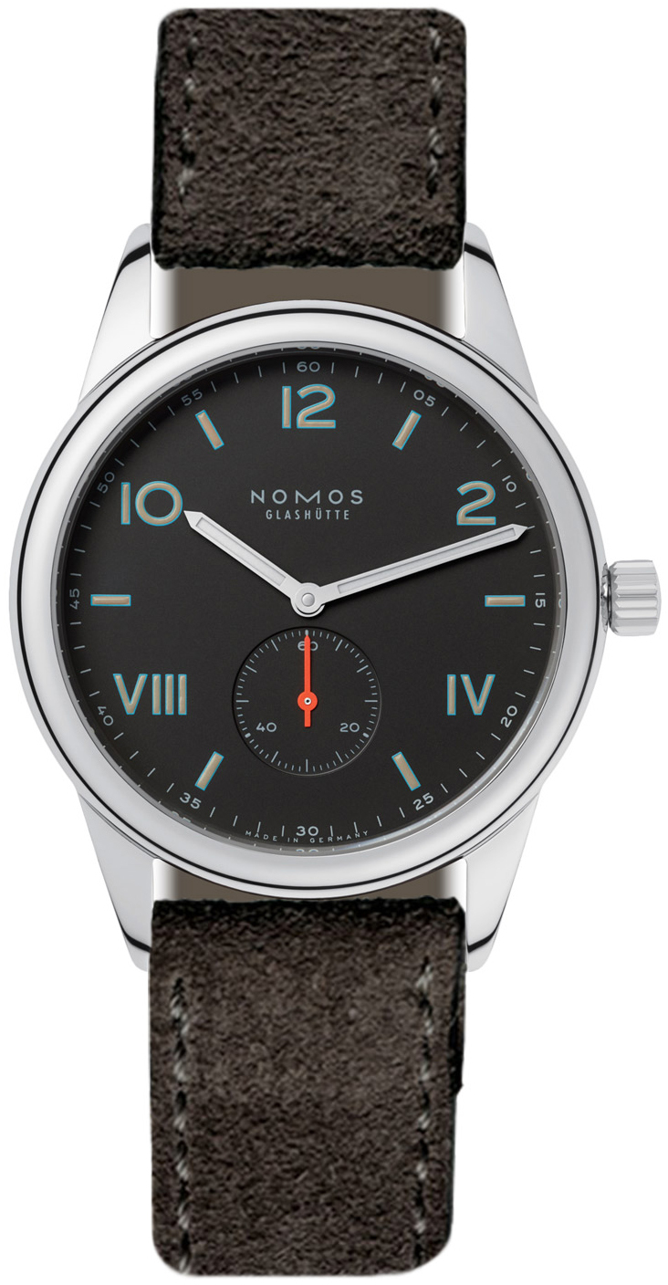 Nomos Glashütte Herrklocka N-736 Club Svart/Läder Ø38.5 mm - Nomos Glashütte