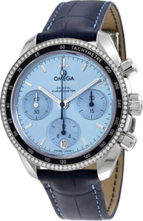 Omega 324.38.38.50.03.001 Speedmaster Chronograph 38Mm Blå/Läder - Omega