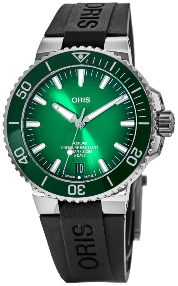Oris Herrklocka 01 400 7763 4157-07 4 24 74EB Aquis Grön/Gummi - Oris