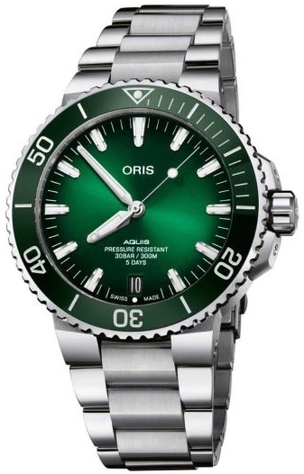 Oris Herrklocka 01 400 7763 4157-07 8 24 09PEB Aquis Grön/Stål - Oris