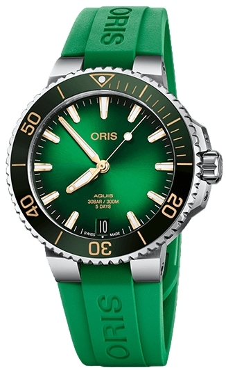 Oris Herrklocka 01 400 7769 4127-07 4 22 77FC Aquis Grön/Stål - Oris