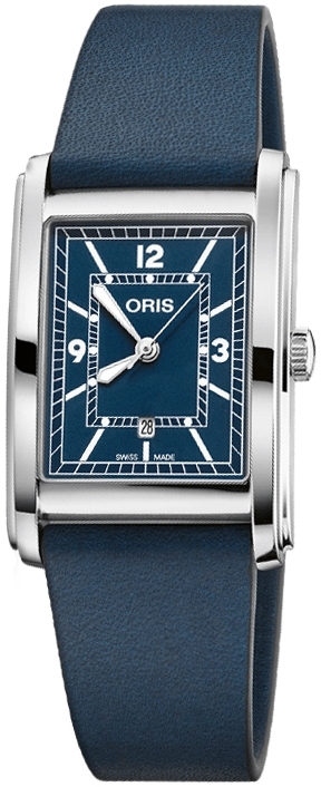 Oris 01 561 7783 4065-07 5 19 17 Rectangular Blå/Läder 38x25.5 mm - Oris